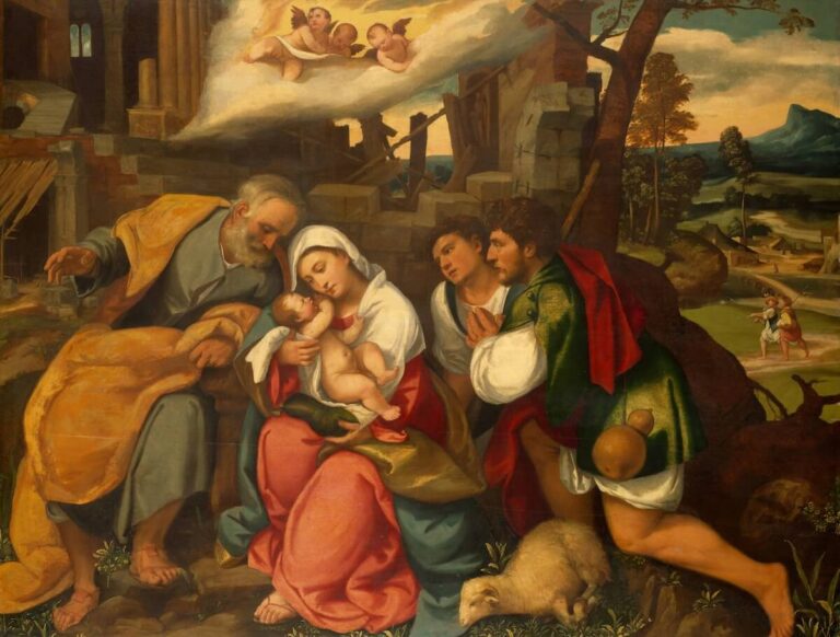 Nativity scene with Mary, Joseph and the baby Jesus