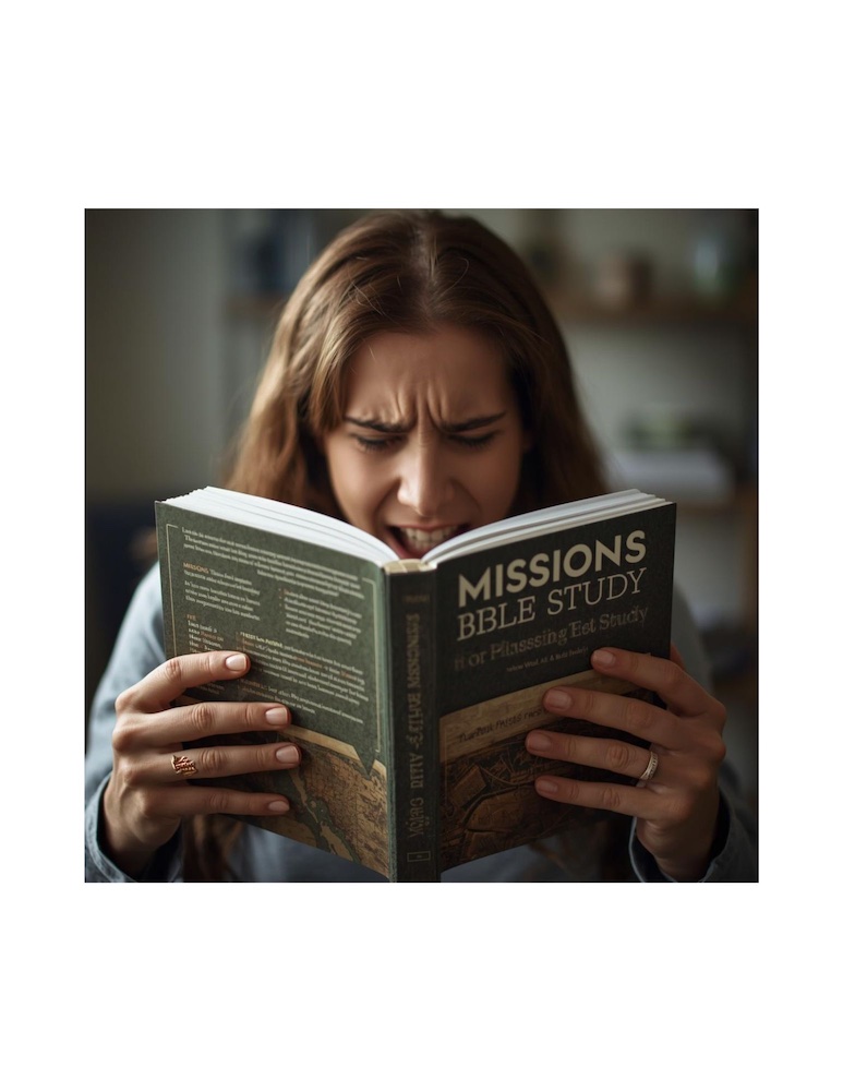 Person closing missions bible study workbook looking frustrated, illustrating why most christian bible studies on missions fail