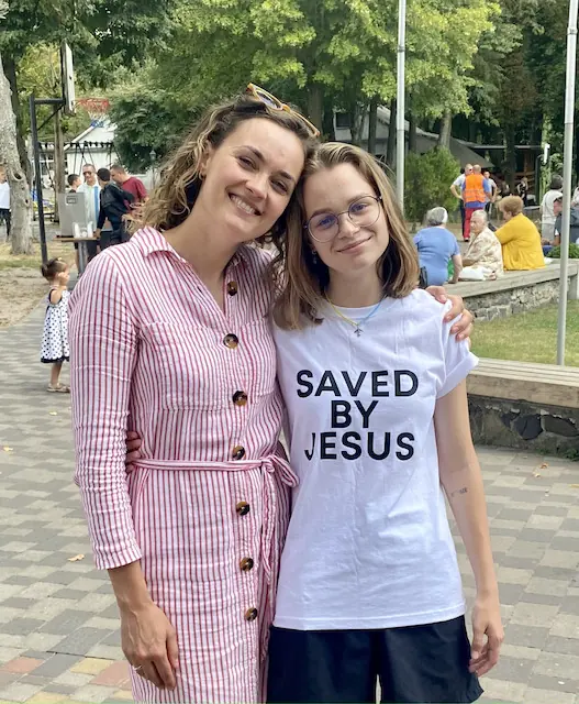 Margarita with a young believer in Ukraine